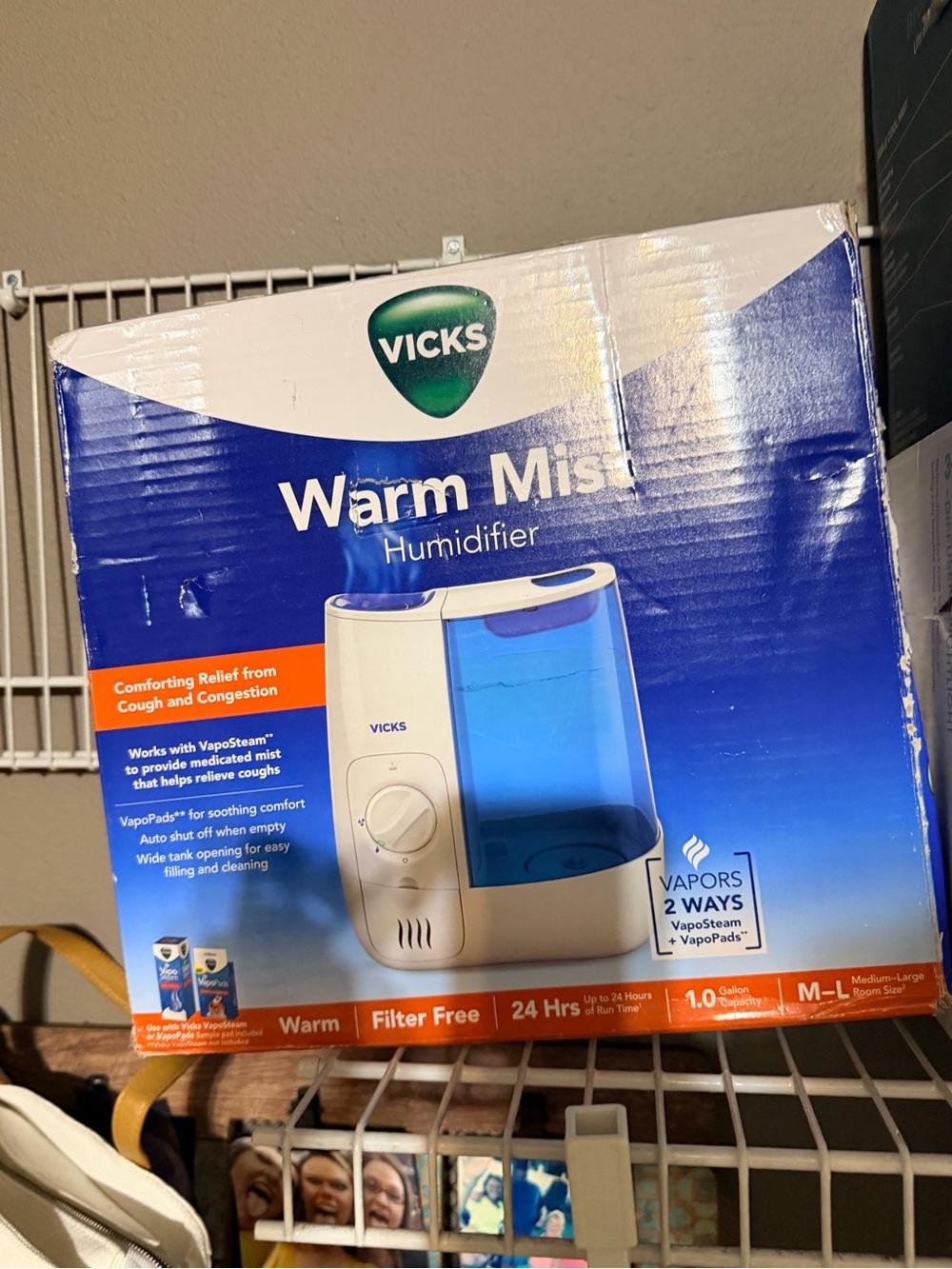 Vicks Warm Mist Humidifier - White and Blue